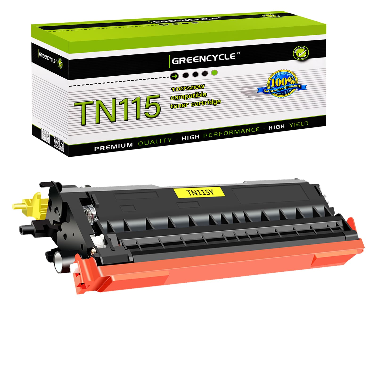 greencycle 1 Pack Yellow Compatible Toner Cartridge Replacement for Brother TN115 TN-115 TN115Y use in DCP-9040CN 9045CDN HL-4040CN HL-4070CDW MFC-9440CN MFC-9840CDW Printer