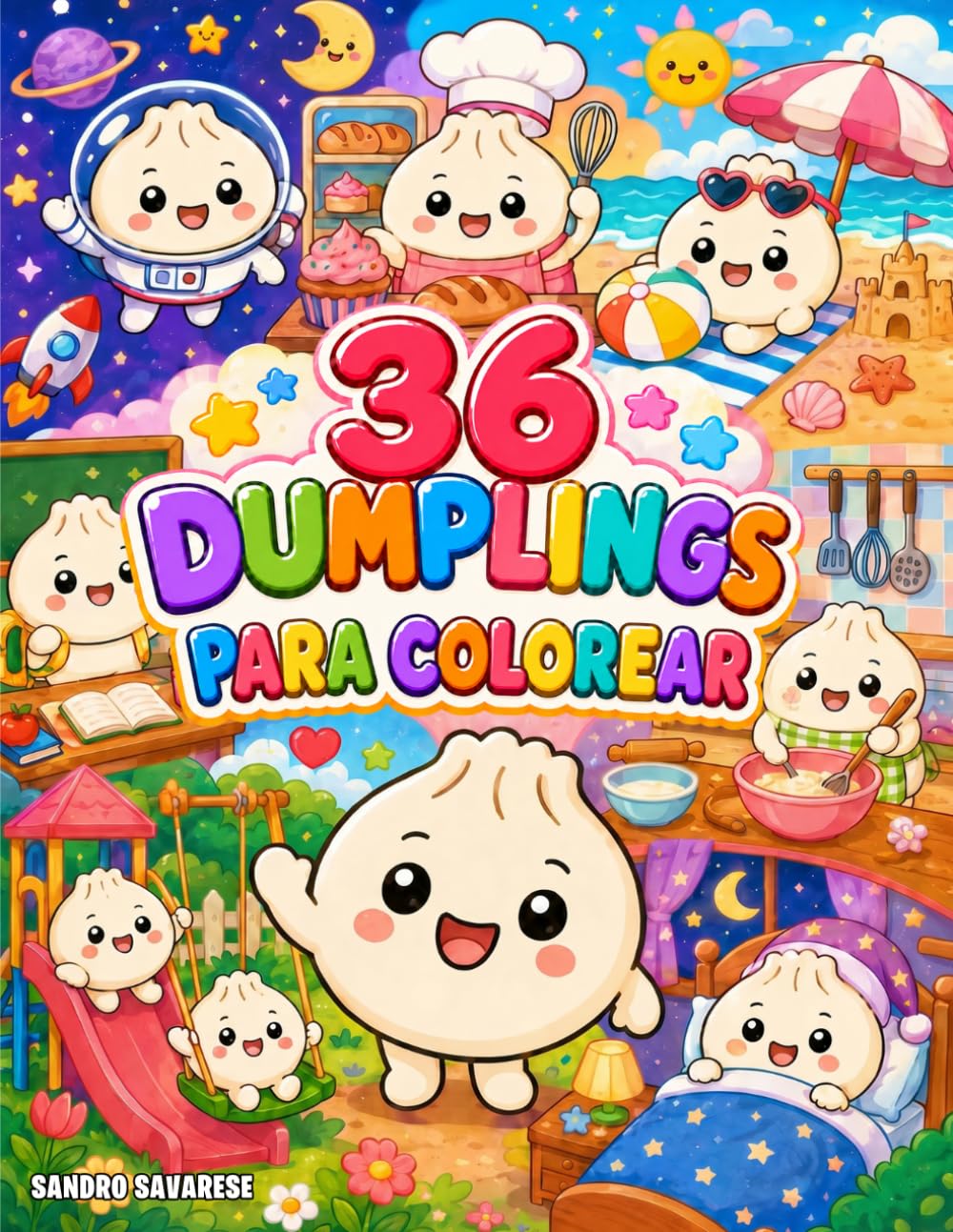 Dumpling Kawaii – Libro de Colorear para Niños: 36 dibujos de Dumpling para colorear para niños de 4 a 10 años