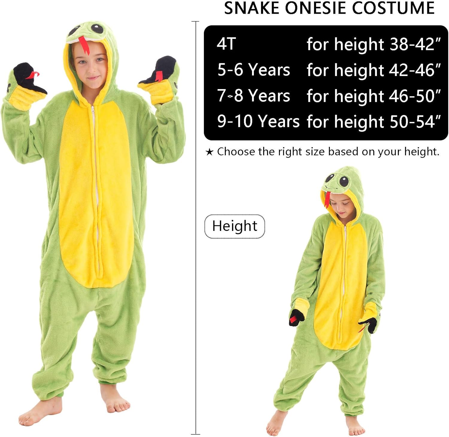 Animal Onesie Costume for Kids Halloween Costumes for Girls Boys Cosplay Outfit Green Snake - Image 2