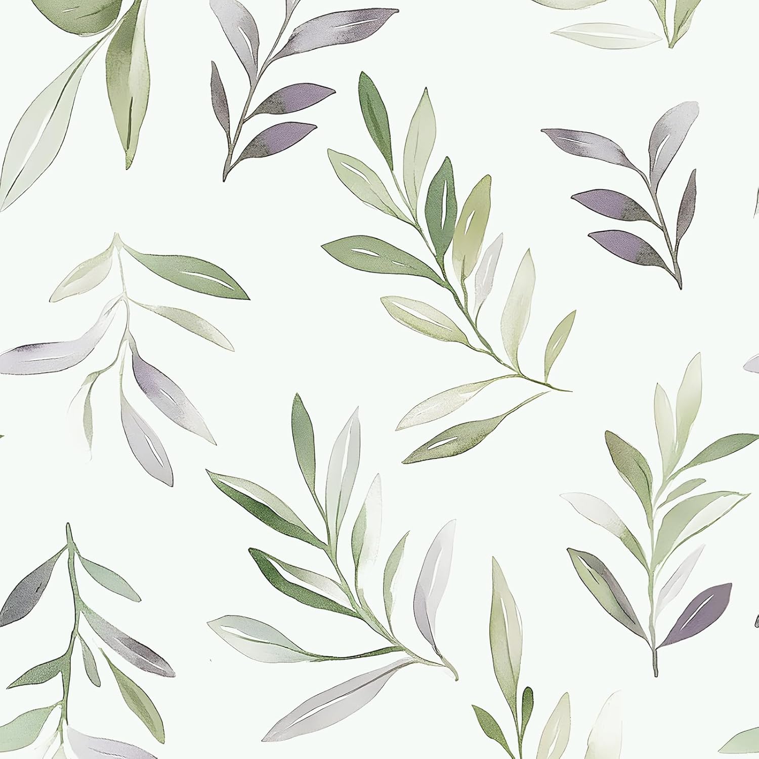 Fvlow Purple Wallpaper Peel and Stick 17.4" x 393" Purple Contact Paper Green Floral Wallpaper Peel and Stick Waterproof Self-Adhesive Wall Covering for Bedroom Countertop Desk Cabinets Decor