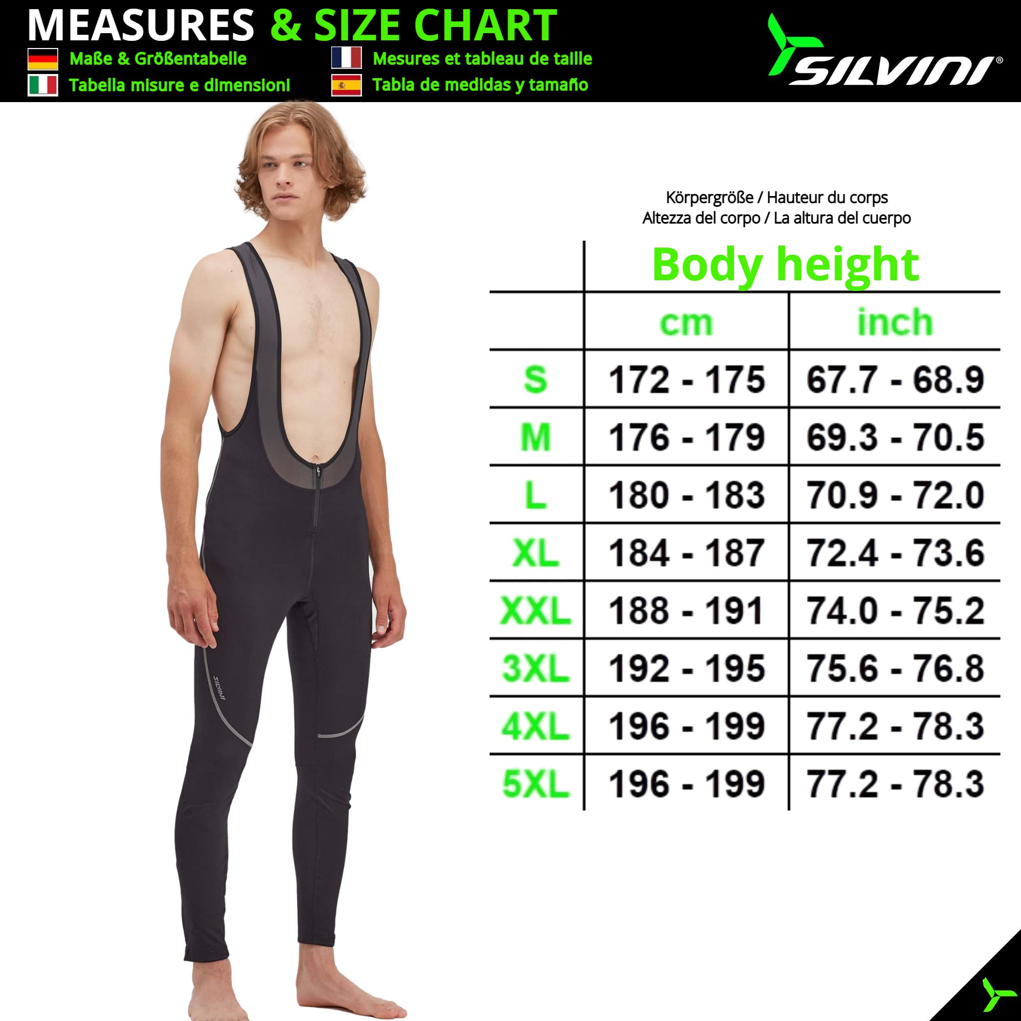 SILVINI Rubenza Herren Funktionshose Elastisch mit Hosenträgern Laufhose Herren Winter Lange Lange Laufhose Herren Thermo Laufhose