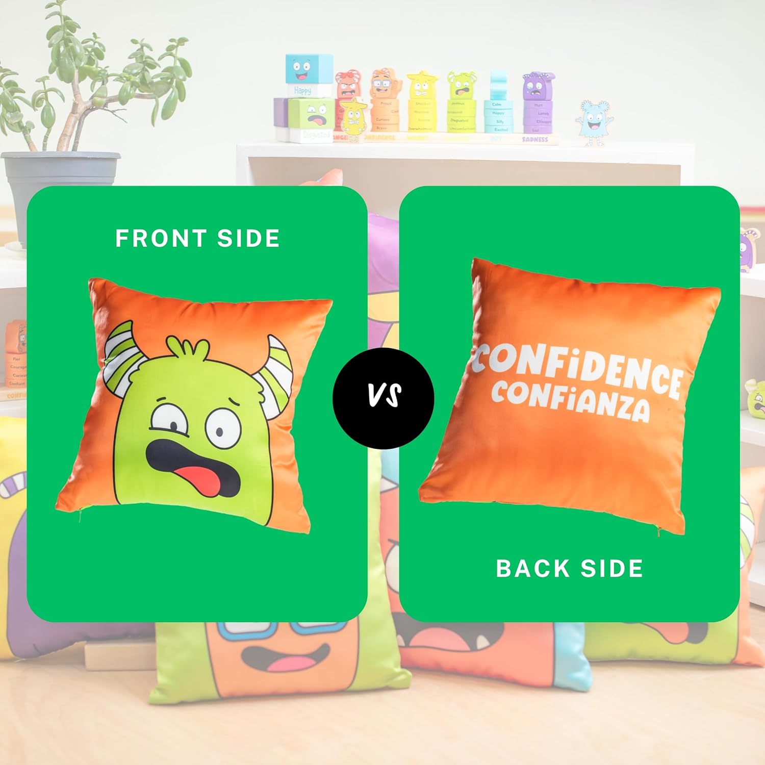 Open The Joy Emotions Pillow 6-Pack – Soft Plush Feeling Faces for Kids | Set of 6 Emotional Support Pillows (2 Large, 2 Medium, 2 Small) | SEL Toy for Classrooms, Therapy & Home