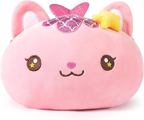 Miniatura 2 de Onsoyours Lindo gatito sirena de peluche de gatito, suave almohada de felpa de gato sirena para niños (sirena gato rosa, 12 pulgadas)