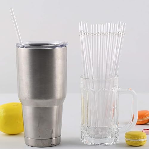 Miniatura 4 de 12 popotes de plástico transparente reutilizables de 10 pulgadas para tazas altas, vasos y tarros de masón, popote irrompible sin BPA con 1 cepillo