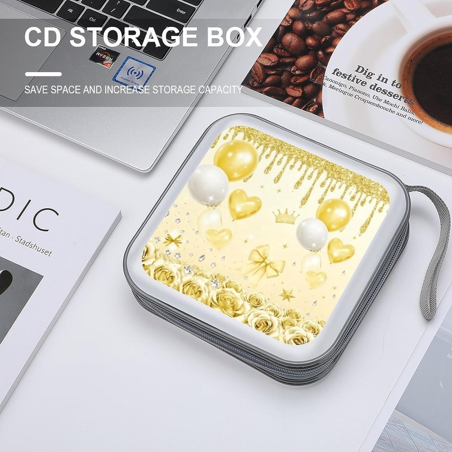 Gold Ribbon Bow CD Case CD Storage Box DVD Sleeves