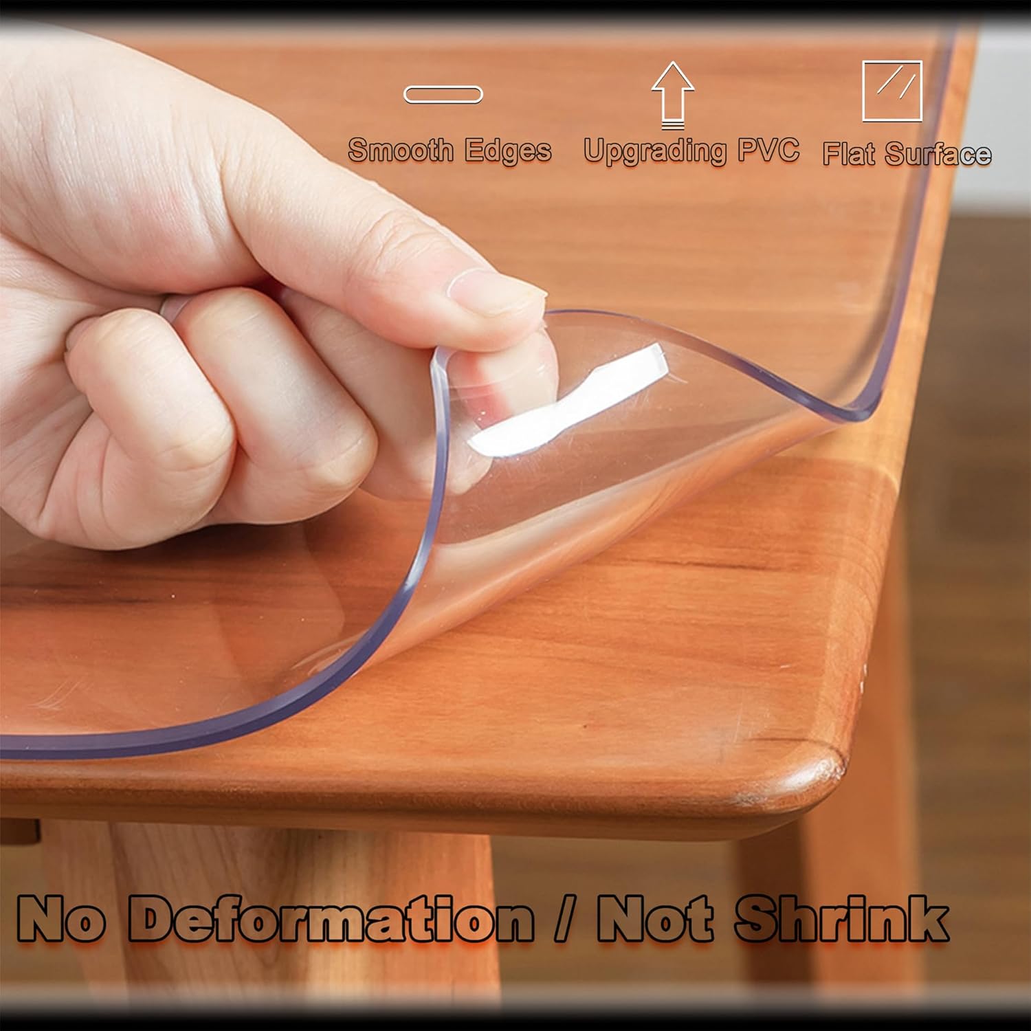 Tablecloth Plastic 16x24 Inch, Dust-Proof Shrink-Proof, Washable, Table Pads for Dining Room Table Easy Care Reusable, Outdoor Tablecloth for Dining Furniture Surface Desks, Clear 3mm