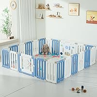 Vista 11 de Parque infantil para bebé, corralitos plegables para bebés y niños pequeños, corralito extra grande de 22 paneles, valla portátil de astronautas