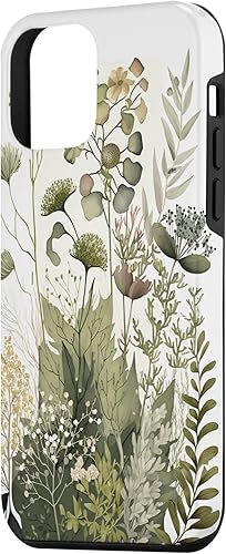 Miniatura 2 de Funda para iPhone 12 mini Olive Green Boho Botanical Wildflowers