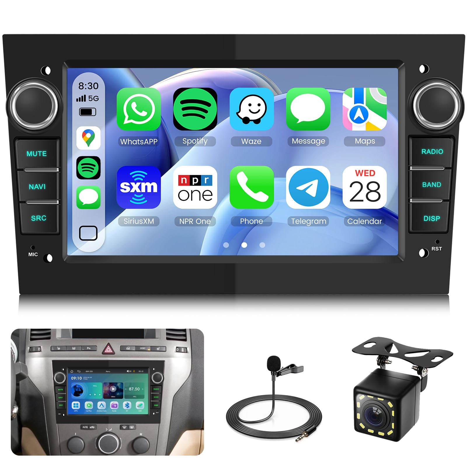 Autoradio per Opel Corsa 2006-2011, Radio 7 pollici con CarPlay wireless | Android Auto wireless, Bluetooth, Radio FM/AM/RDS, Telecamera posteriore, EQ, Comandi al volante