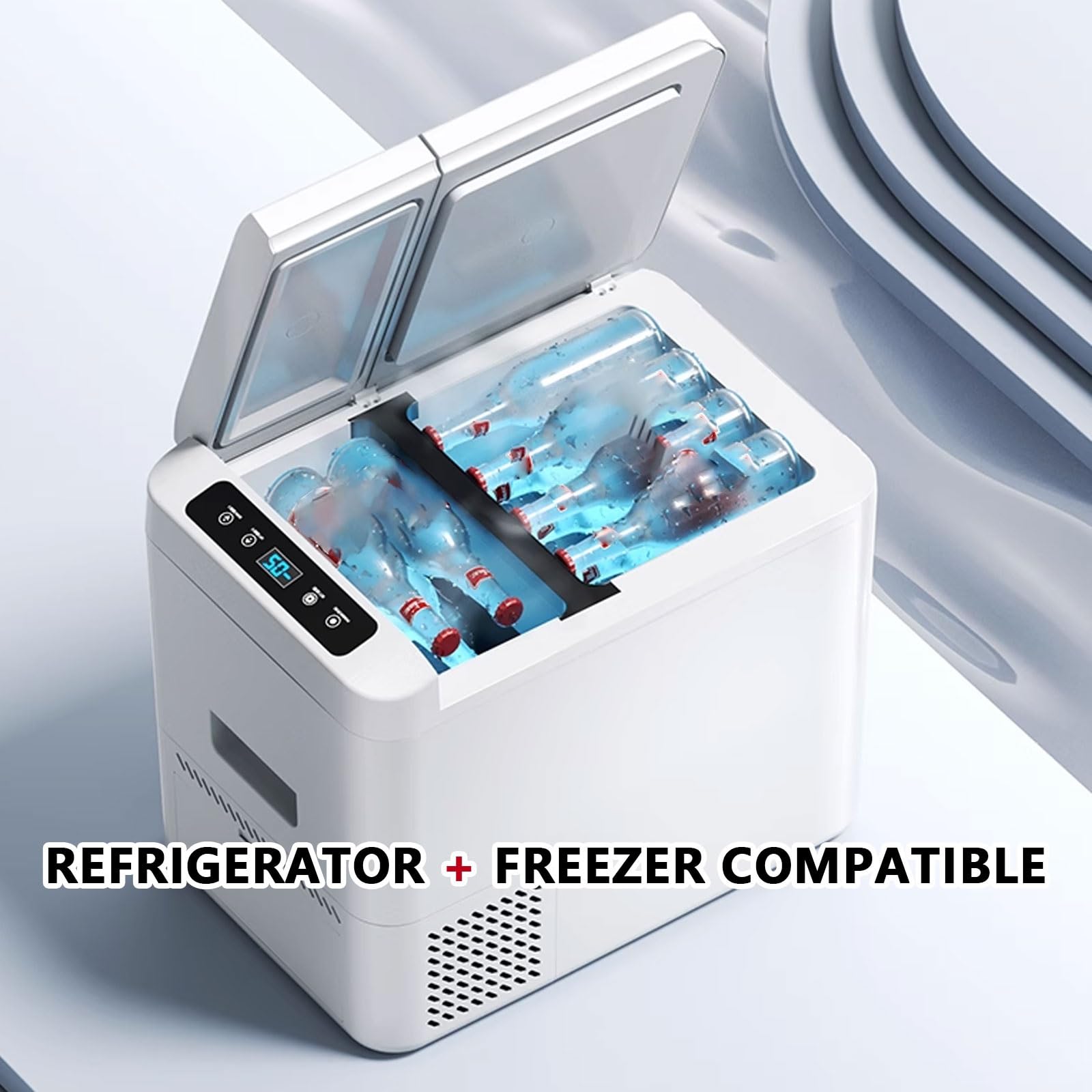 Frigo Camping Glaciere Compression Glacière Electrique 26 L Vertical/Horizontal, Congélateur/Réfrigérateur -16 À 6℃ for Maison Ou Bureau 12 V/24 V/220 V
