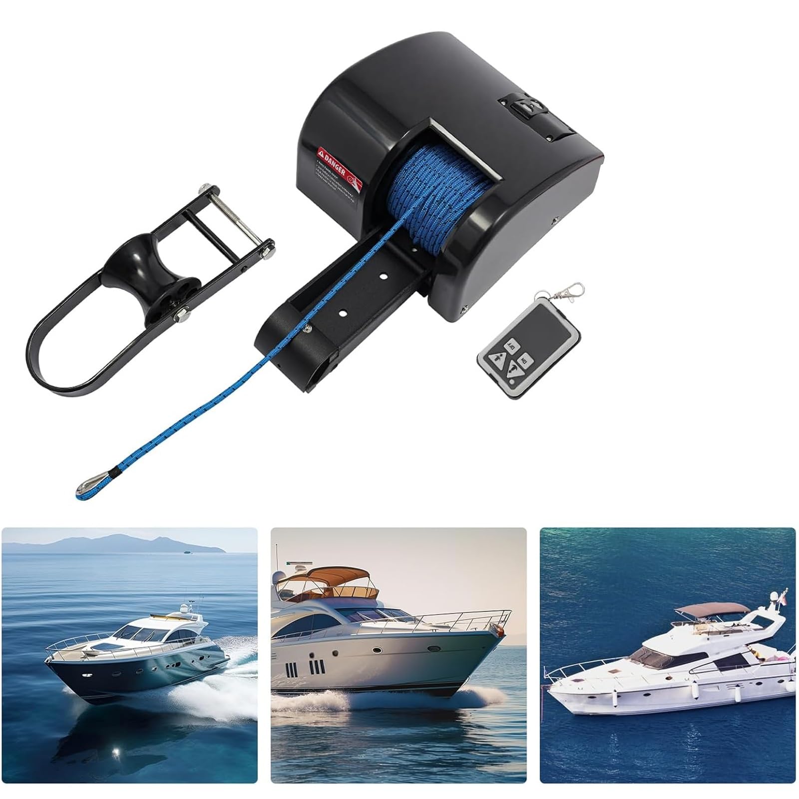 Verricello elettrico per barca, salpa ancora 12 V con telecomando, kit di stoccaggio di ancoraggio 15,9 kg, interruttore impermeabile per motoscafi e barche da pesca