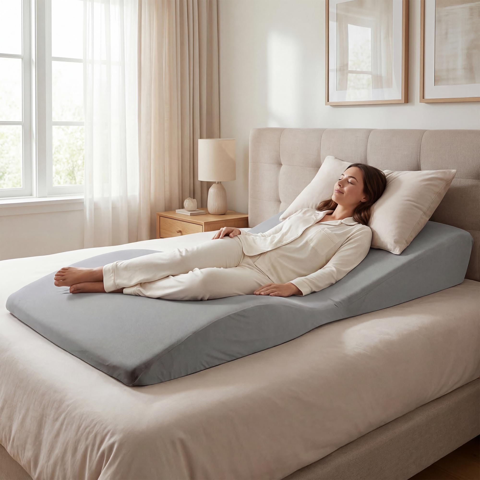 Conjunto de Almohadas Cuña para Cama, Colchón Cuña Corporal para Descanso y Recuperación, Almohadas de Espuma Postoperatorias para Reflujo Ácido, Ronquidos y Alivio del Dolor de Espalda
