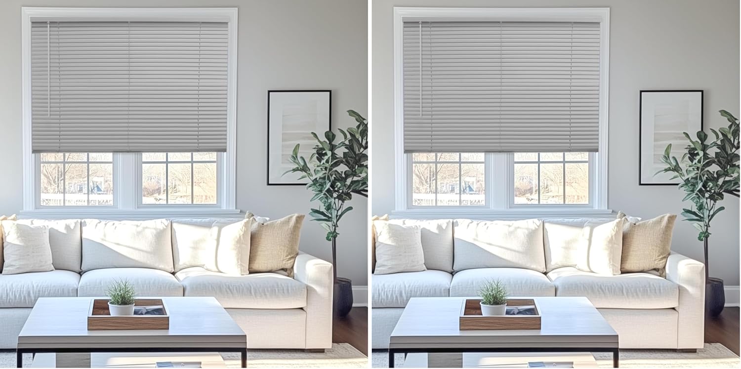 CHICOLOGY Blinds for Windows, Mini Blinds, Window Blinds, Door Blinds, Blinds & Shades, Camper Blinds, Mini Blinds for Windows, Horizontal Window Blinds, Gloss Gray, 36" W X 36" H (Pack of 2)
