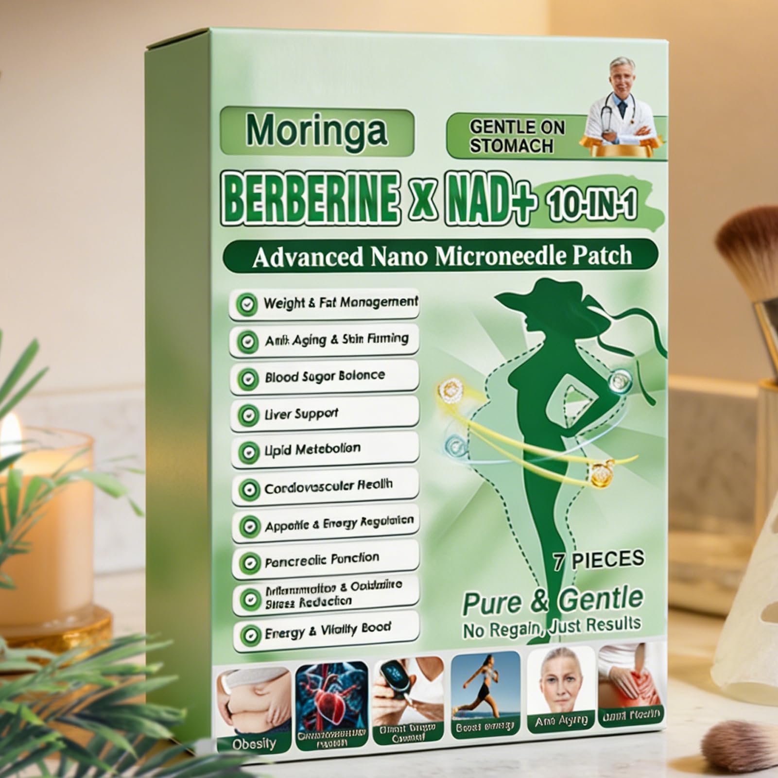 Moringa BERBERINE NAD+ 10-IN-1 パッチ 9個セット 21 Patches Glorenda Moringa Berberinex Nad+ 10-in-1 Nano Micro