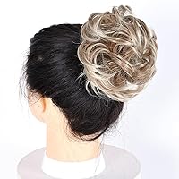 Vista 7 de Moño desordenado con moño, dona, almohadilla elástica para el cabello, banda de goma, extensión sintética para mujeres y niñas, punta castaño 14 A