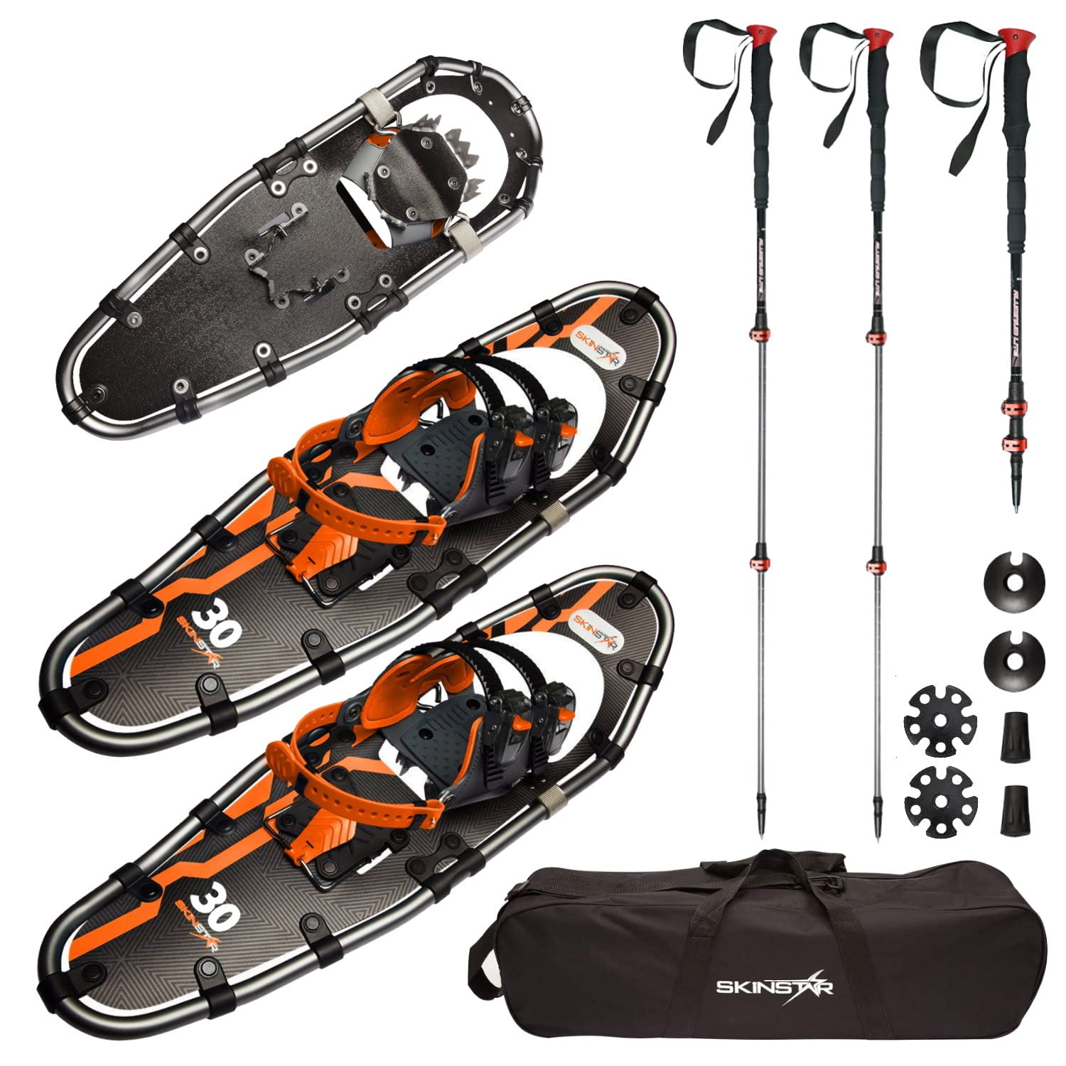 SkinStar Racchette da neve da 30", con telaio in alluminio, per escursioni da neve Tourenski fino a 130 kg