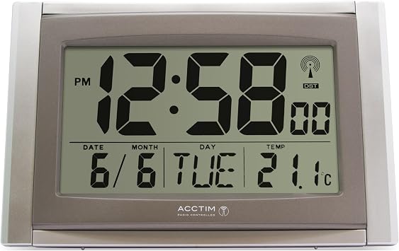 Acctim Stratus Smartlite Wall/Desk Clock, Silver