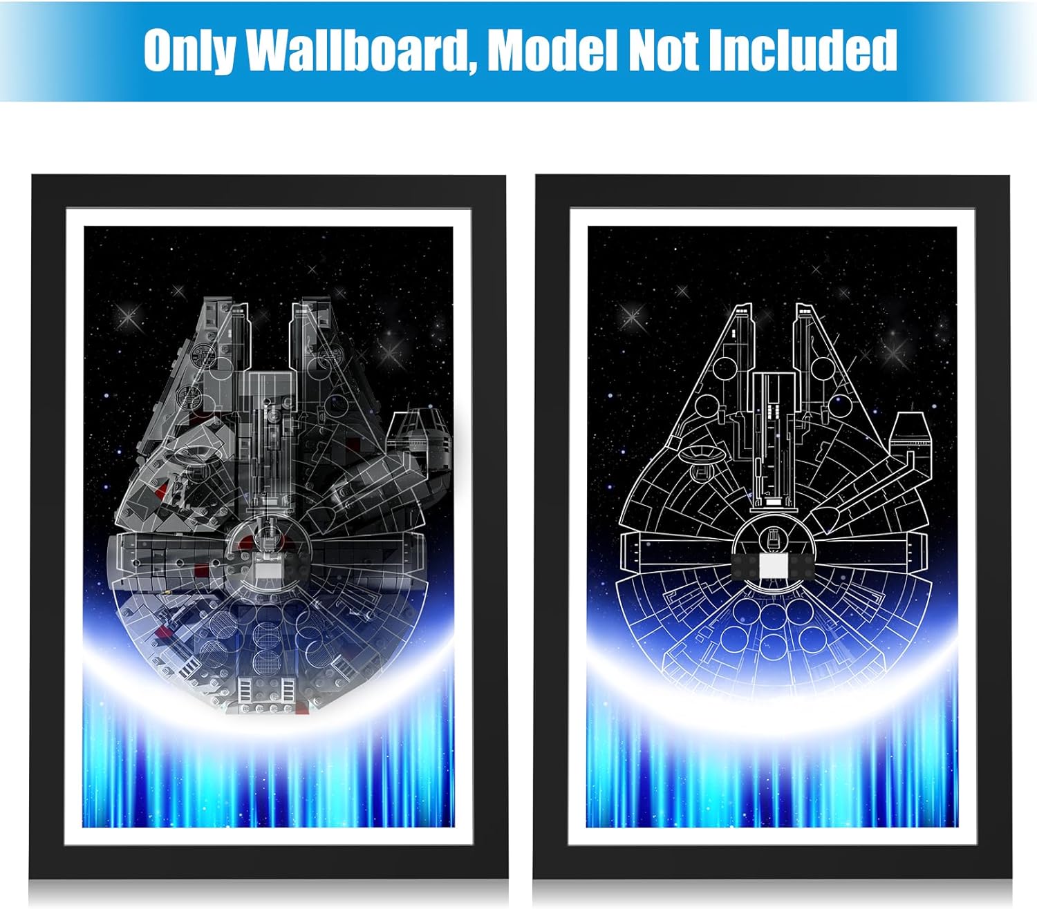 Wallmount Display Compatible with Lego Star Wars Millennium Falcon A New Hope 25th Anniversary Collectable Model, Display Wallboard for 75375 Building Set, Ideal Gift for Collectors & Fans(Board Only)