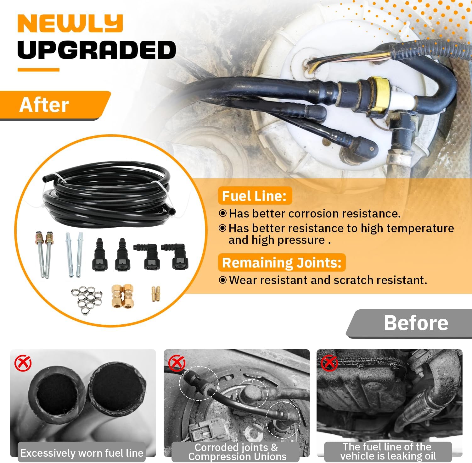 3/8" Fuel Line Repair Kit Automotive Replacement Nylon Fuel Line Repair Kit (23 Pack)