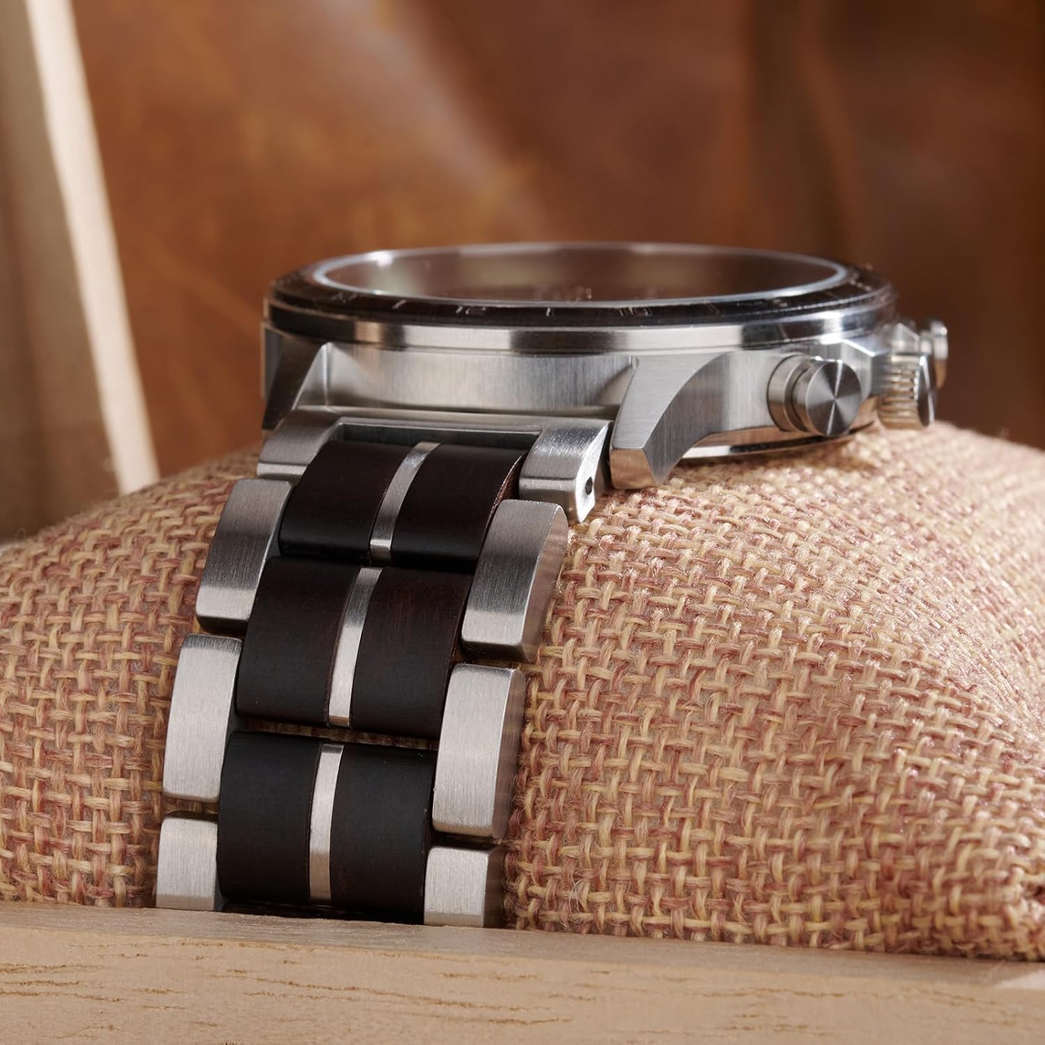 2win Men Personalized Engraved Wooden Watches for Husband Fashion Multifunction Birthday Anniversary Stainless Steel & Wood Watches