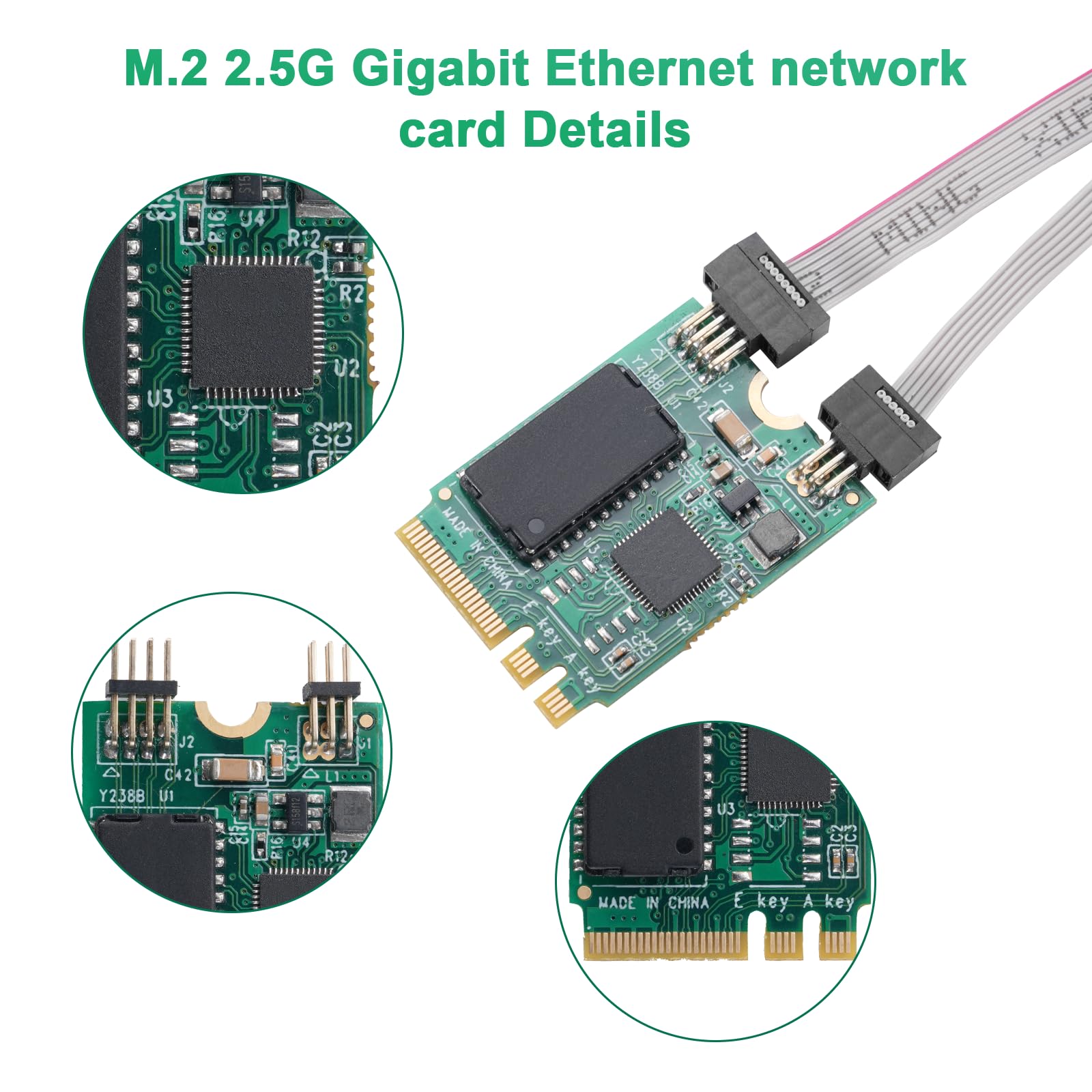 M.2 2,5 G Gigabit Ethernet, adattatore M.2 A+E Key 2.5 G Ethernet con chipset RTL8125B, Single Port Gigabit Server NIC Adattatore per Win/Linux