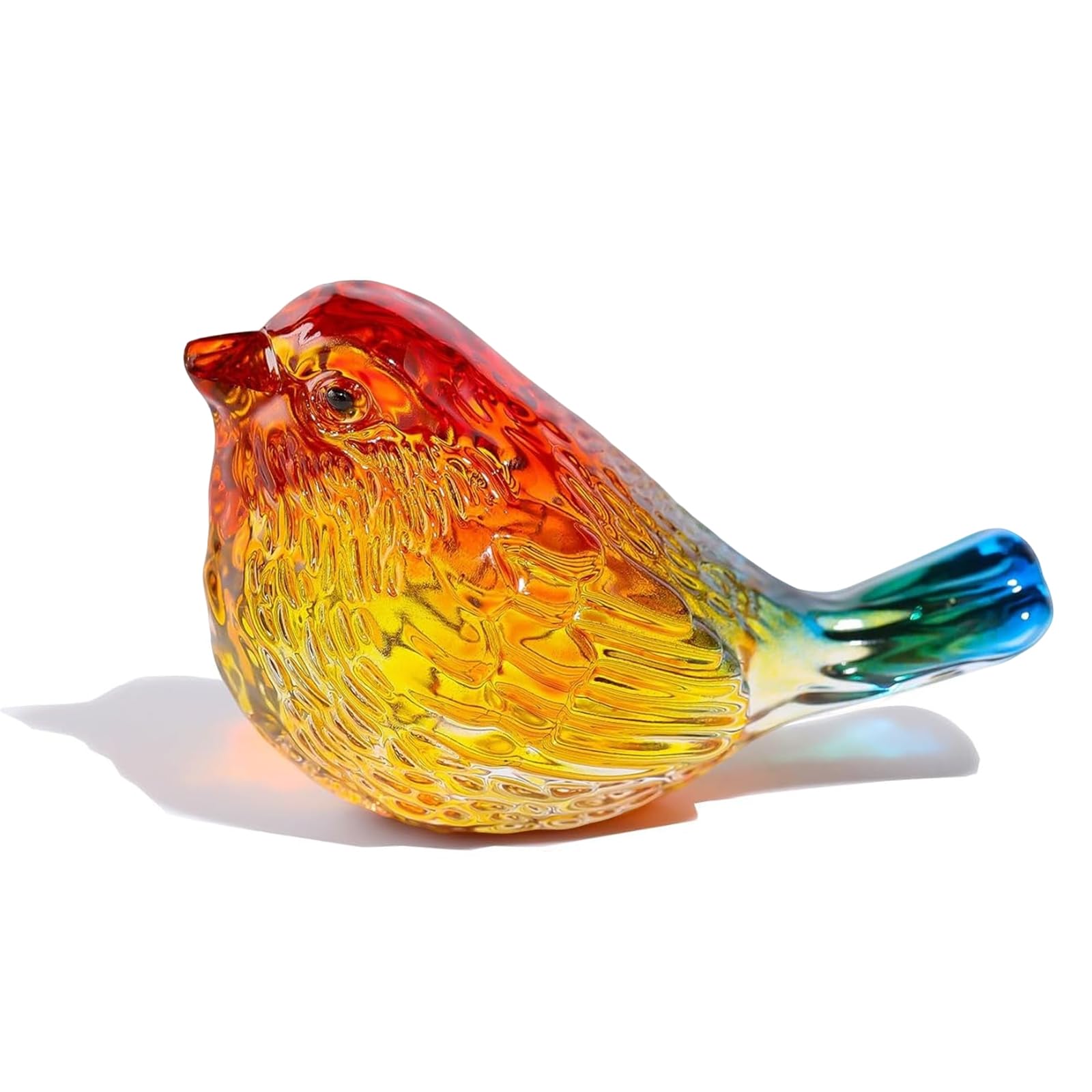 InteDesign Colorful Glass Birds Figurine Handmade Art Crystal Glass Birds Figurine - Artistic Animal Collectible for Home Shelf Decor for Christmas, Birthday & Valentines (Colorful)