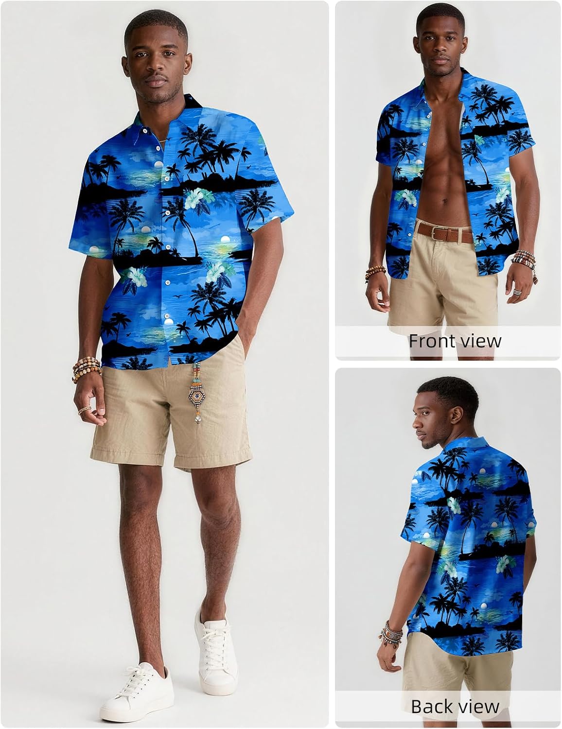 Mens Hawaiian Shirt for Men Short Sleeve Beach Summer Button Down Casual Top with Pocket Tropical Floral Cruise Aloha Shirt