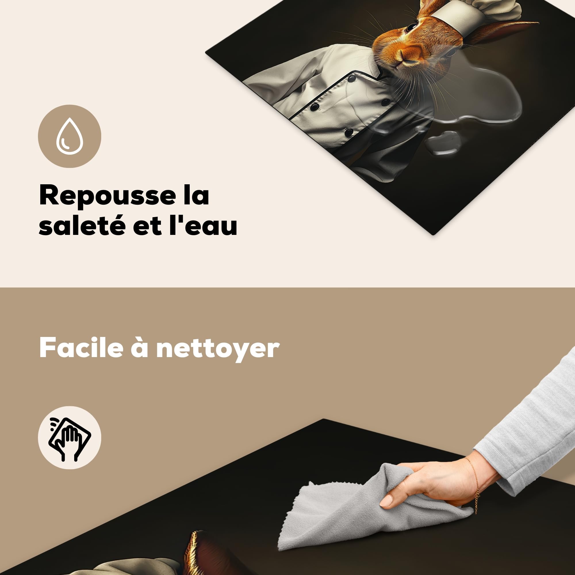 Protection Plaque Induction 60x52 cm KitchenYeah Cache Protège De Cuisson Lapin Cuisinier