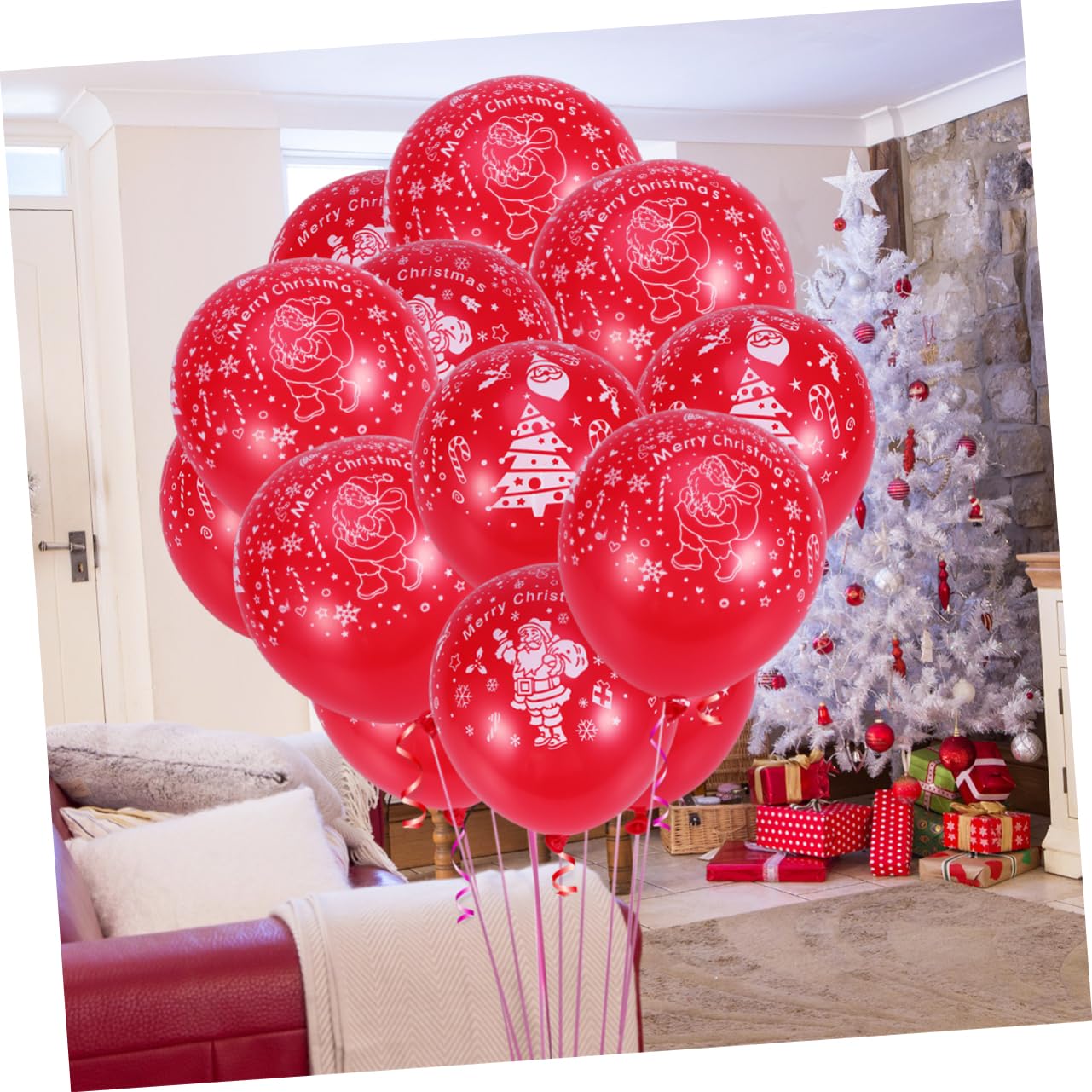 Toyvian 300 Pièces Ballons de fête Ballon Gonflable Ballons gonflables décoration de Noel Decoration Fete Décor de Noël en Latex de décoration de noël Ronds Rouge