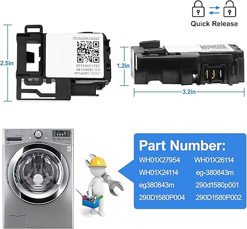 Miniatura 3 de WH01X27954 Reemplazo del interruptor de bloqueo de la tapa de la lavadora para la lavadora de carga superior GE Hotpiont, reemplazo de cerradura de