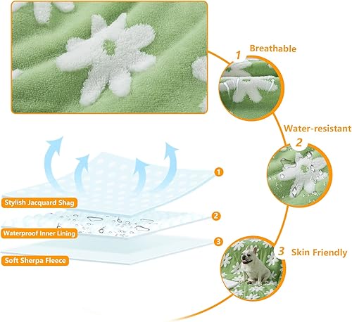 Miniatura 3 de Manta Impermeable para Mascotas, Fundas de Cama para Perros, Sofá, Elegantes Mantas Jacquard para Mascotas para Cachorros y Gatos, Lavables, Flor