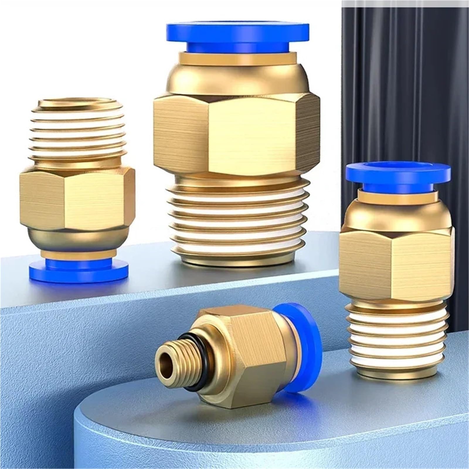 Conector recto PC de 10mm OD y rosca 1/4 BSPT macho para tubos de aire comprimido pack de 10 unidades