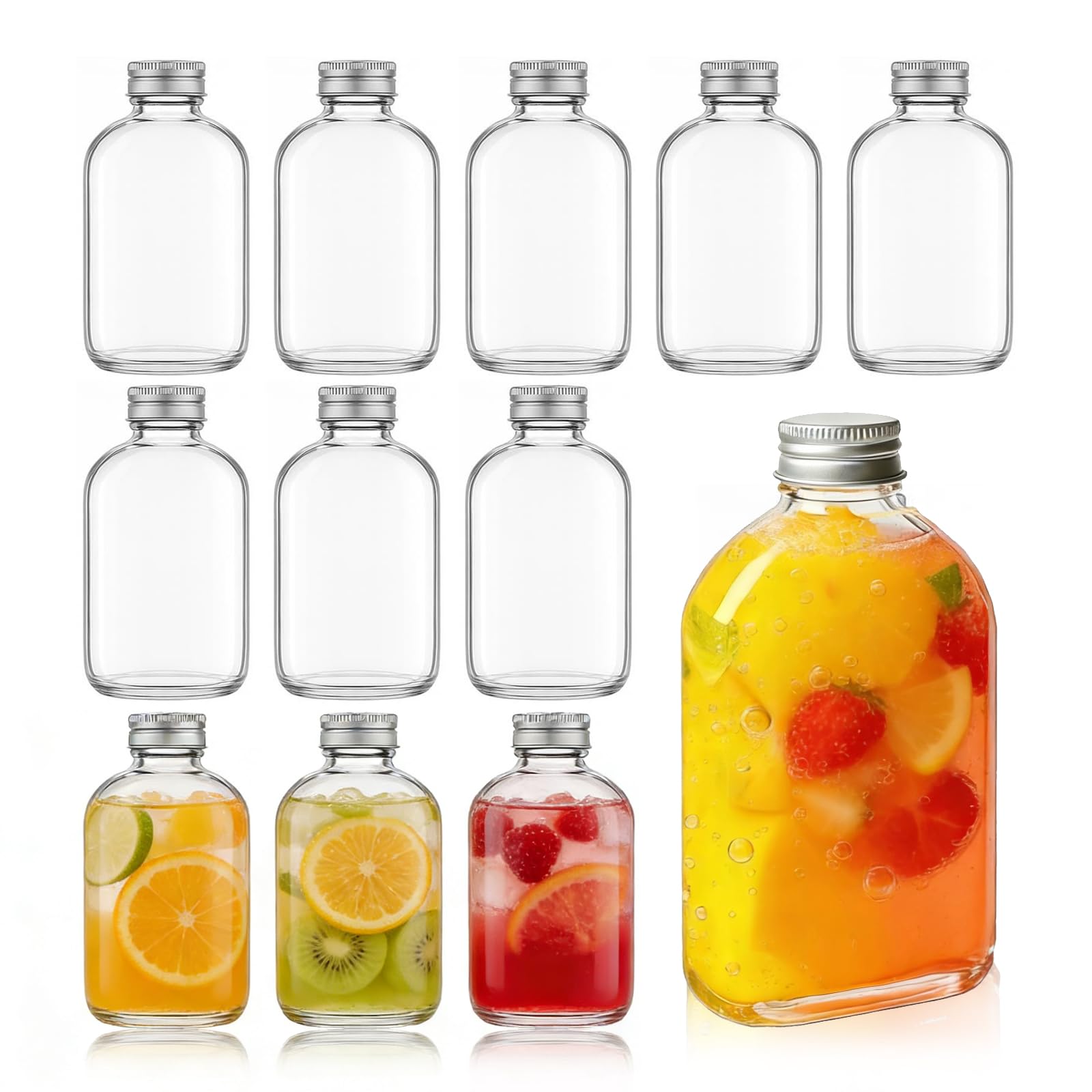 Confezione da 12 bottiglie in vetro da 250 ml con coperchio avvitabile a vite, ermetiche per la casa, ideali per gin, liquore, grappa, vino, sidro, soda, vodka