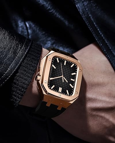 Miniatura 6 de MAALYA for Apple Watch 4445mm Mod Kit AccessoriesReplacement Silicone Strap Compatible with IWatch Series 8 SE4567 Series Rose Gold Case Color