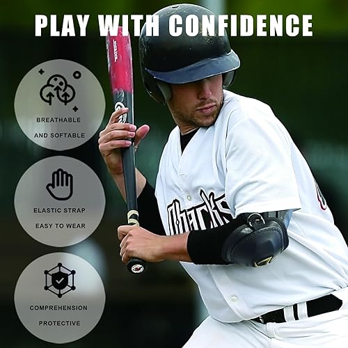 Miniatura 5 de Baters - Coderas de béisbol y sóftbol para adultos, equipo de protección de béisbol de piel sintética, 2 piezas coderas, protector de bateo