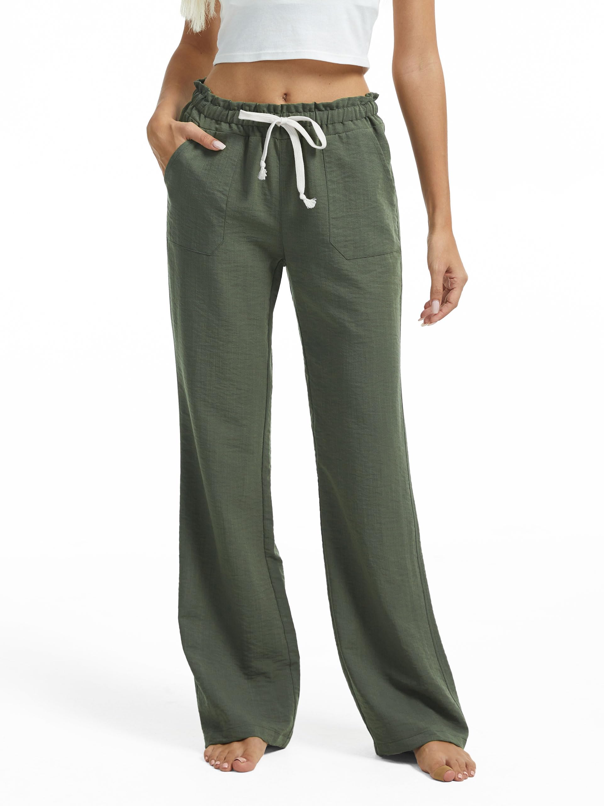 SEVEGO Tall Women Casual Linen Pants 30