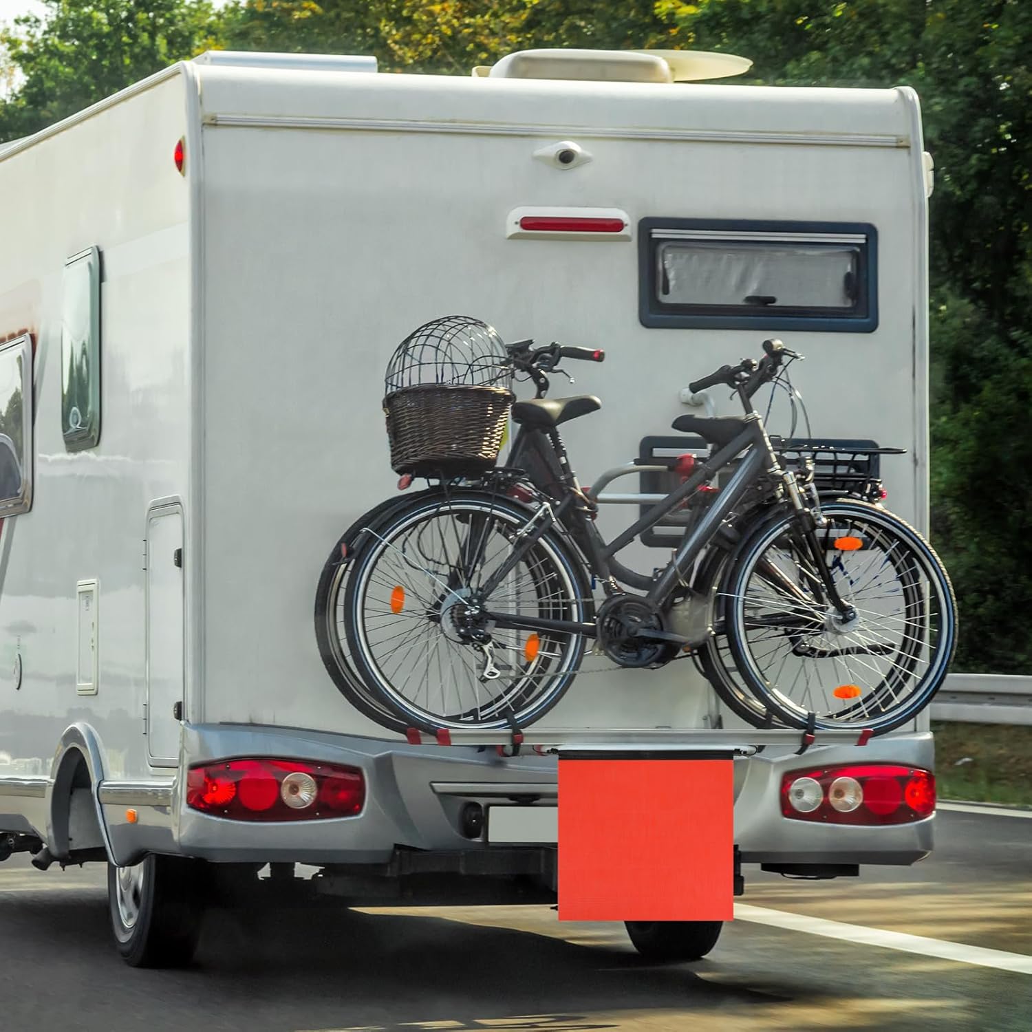 12 PCS Safety Flags for Trucks, 18 x 18 Inch Oversize Load Warning Flags, Bright Orange PVC Mesh with Vinyl Welt & Bungee Cord and EZ Hook for Heavy Duty Trailer, Truck, SUV, and RV