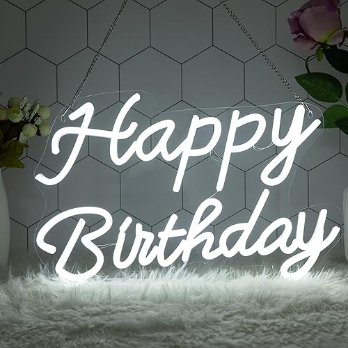 Miniatura 7 de Letrero LED de neón de 16 pulgadas regulable para decoración de telón de fondo, reutilizable, para decoración de cumpleaños, para niños, niñas,