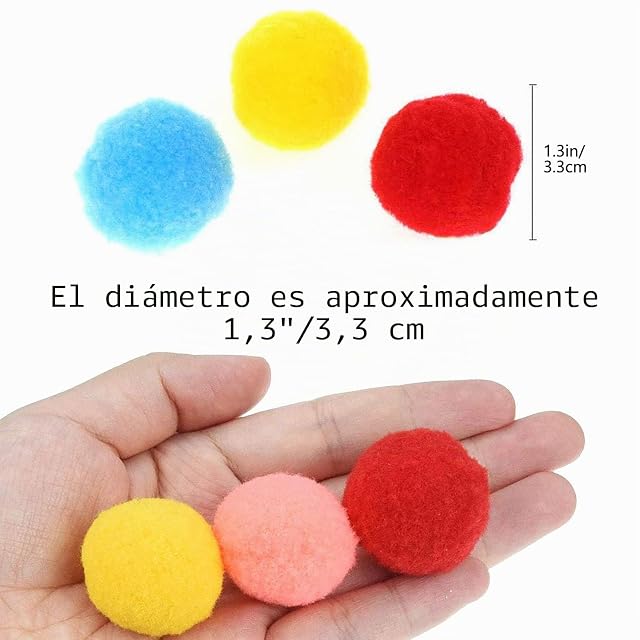 Foto 3 de 7 de VOVIGGOL 30 Piezas Pelota de Gato Hinchable Gatito Pompón Bola Juguetes Interactivos para Mascotas para Gatos…