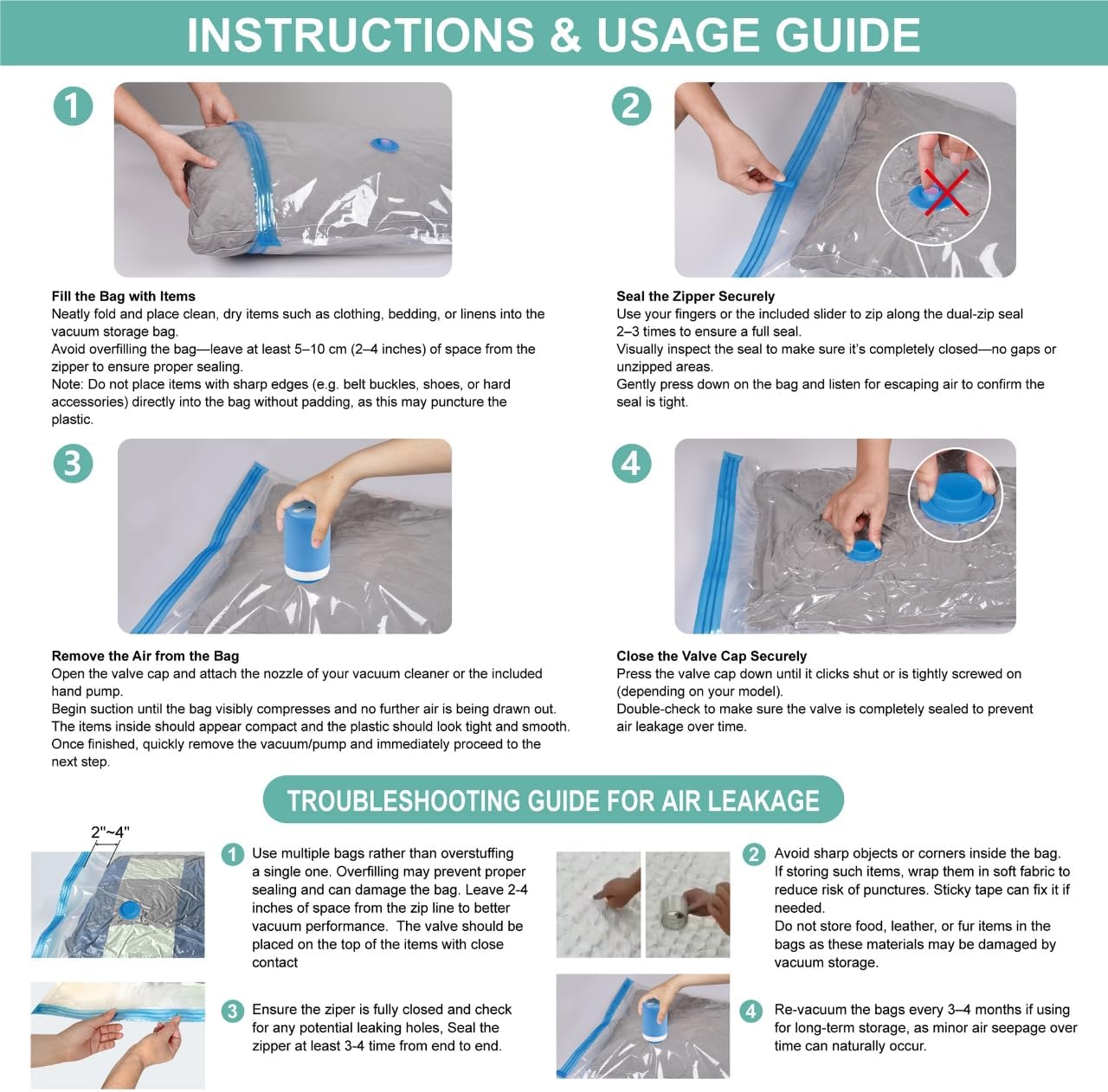 Cozy Essential Vacuum Storage Bags with Electric Pump, 8 Pack (2 Jumbo/2 Large/2 Medium/2 Small) Vacuum Seal Space Saver Bags for Clothing, Pillows, Blanket, Bedding, Comforters