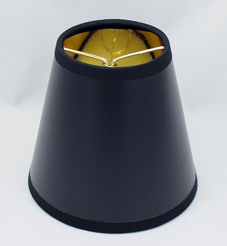 Miniatura 3 de Urbanest Juego de 2 pantallas de lámpara de araña de pergamino negro con forro de papel dorado de 5 pulgadas, clip