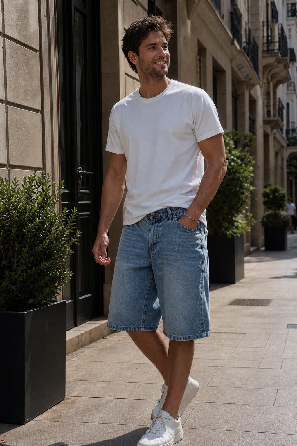 Redbridge Short en jean baggy pour homme - Short en denim large au look usé des années 90 - Bermuda décontracté en coton - Surdimensionné - Streetwear d'été