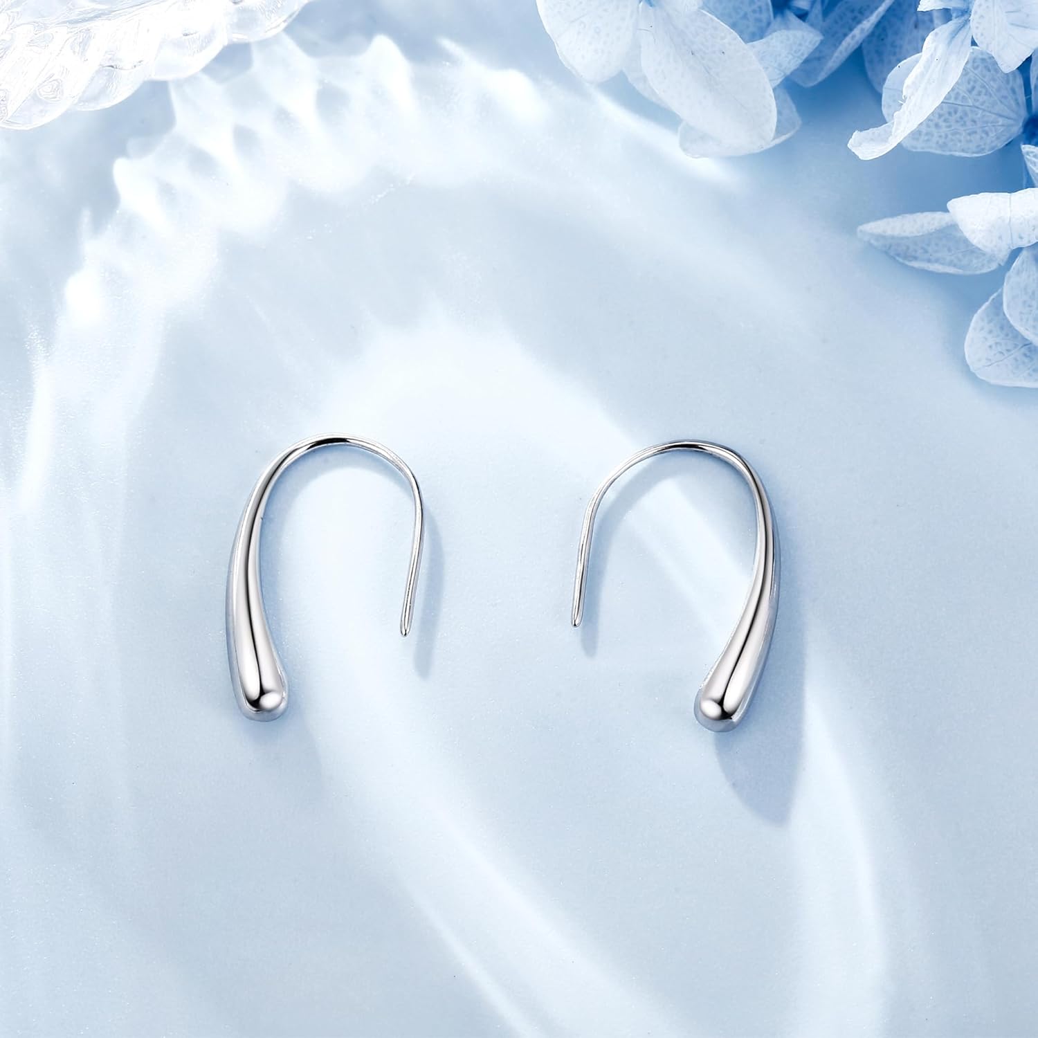 Teardrop Drop Earrings Sterling Silver Pull Through Teardrop Dangle Earrings for Women - Image 4