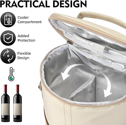 Miniatura 9 de ALLCAMP - Bolsa de vino con compartimento refrigerador, juego de picnic que lleva dos juegos de vajilla Negro
