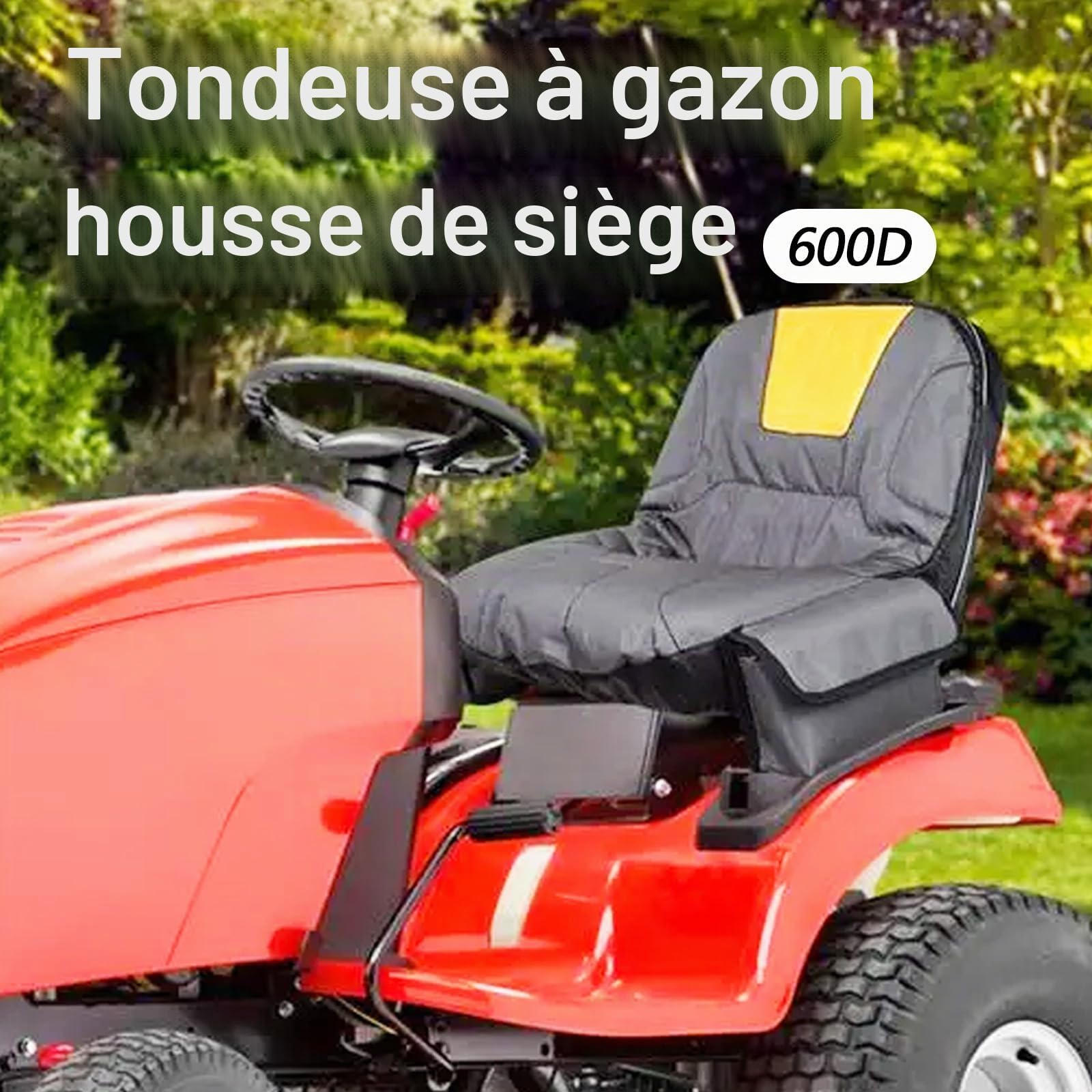 Housse De Siège De Tondeuse à Gazon, Housse De Siège pour Tracteur avec Sac à Boissons Housse De Protection De Siège De Tondeuse à Gazon en Tissu Oxford 600D Antidérapante Imperméable