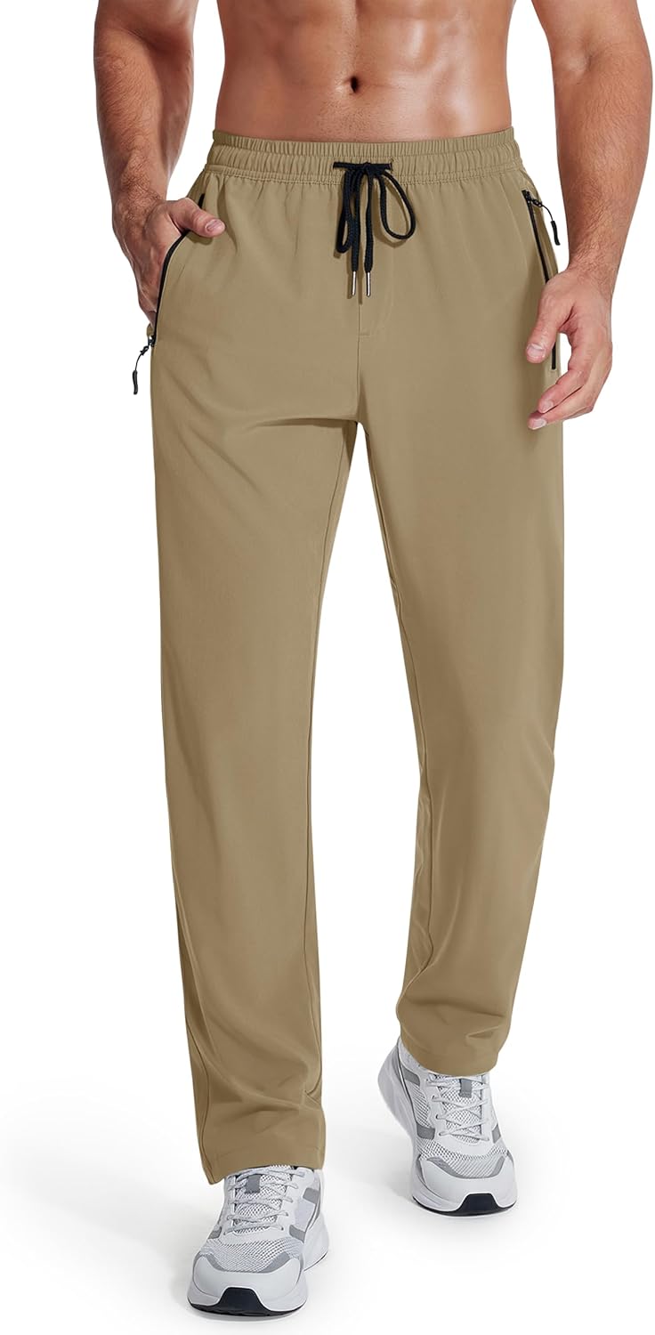 MAGCOMSEN Mens Hiking Pants Lightweight Quick Dry Workout Athletic Jogger with Zipper Pockets Golf Running Gym