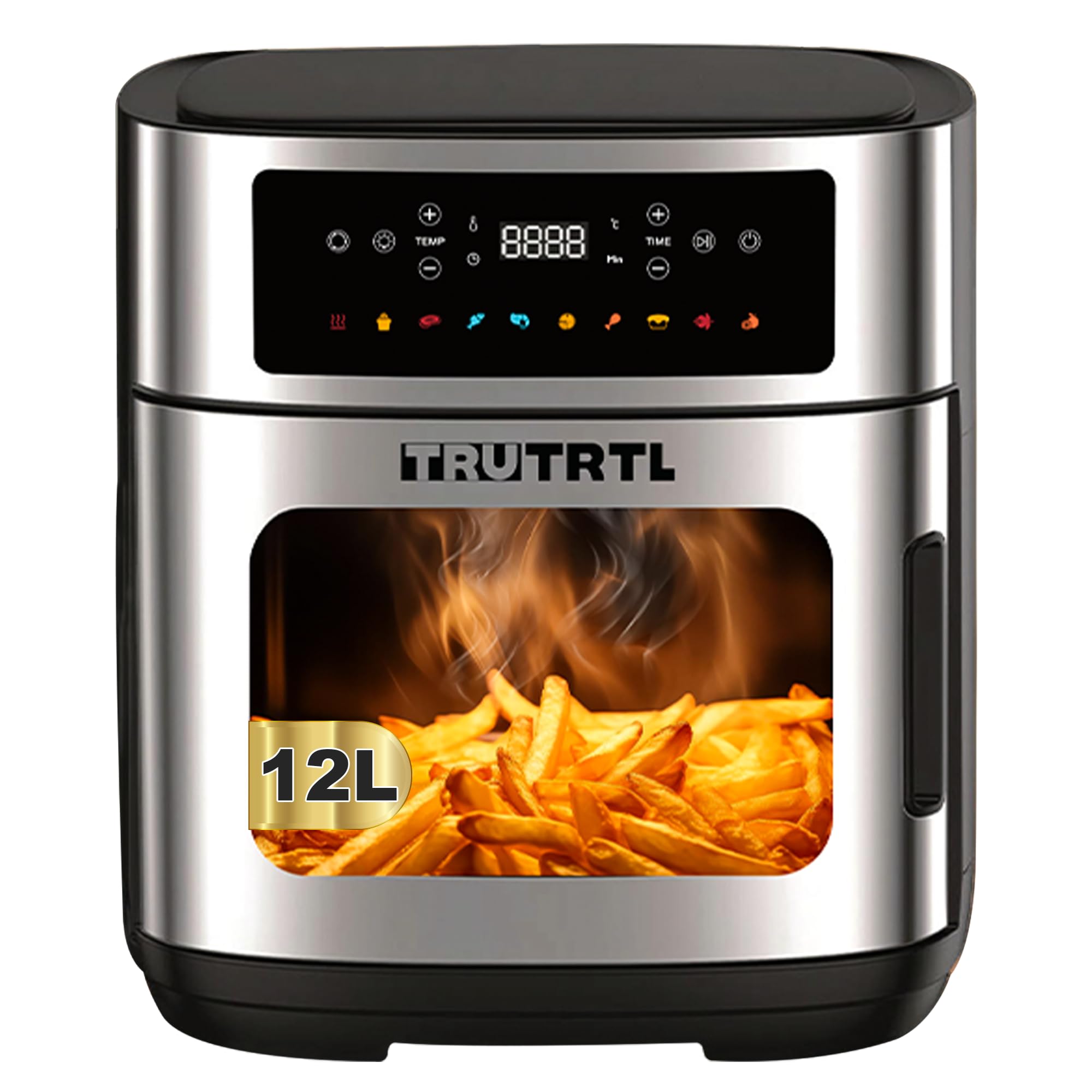 Mr. TRU Air Fryer Oven 12L | 1600W with Colored Icons & Rotisserie | 10 Preset Menus including Reheat & Dehydrate Option