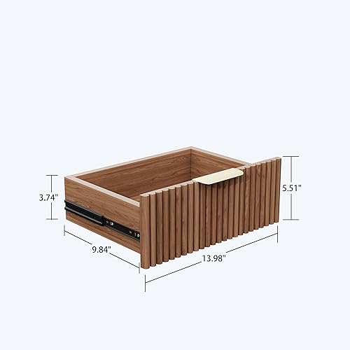 Miniatura 8 de Juego de 2 mesas auxiliares con almacenamiento, mesa auxiliar pequeña, mesita de noche de madera con cajón y almacenamiento de apertura, mesa