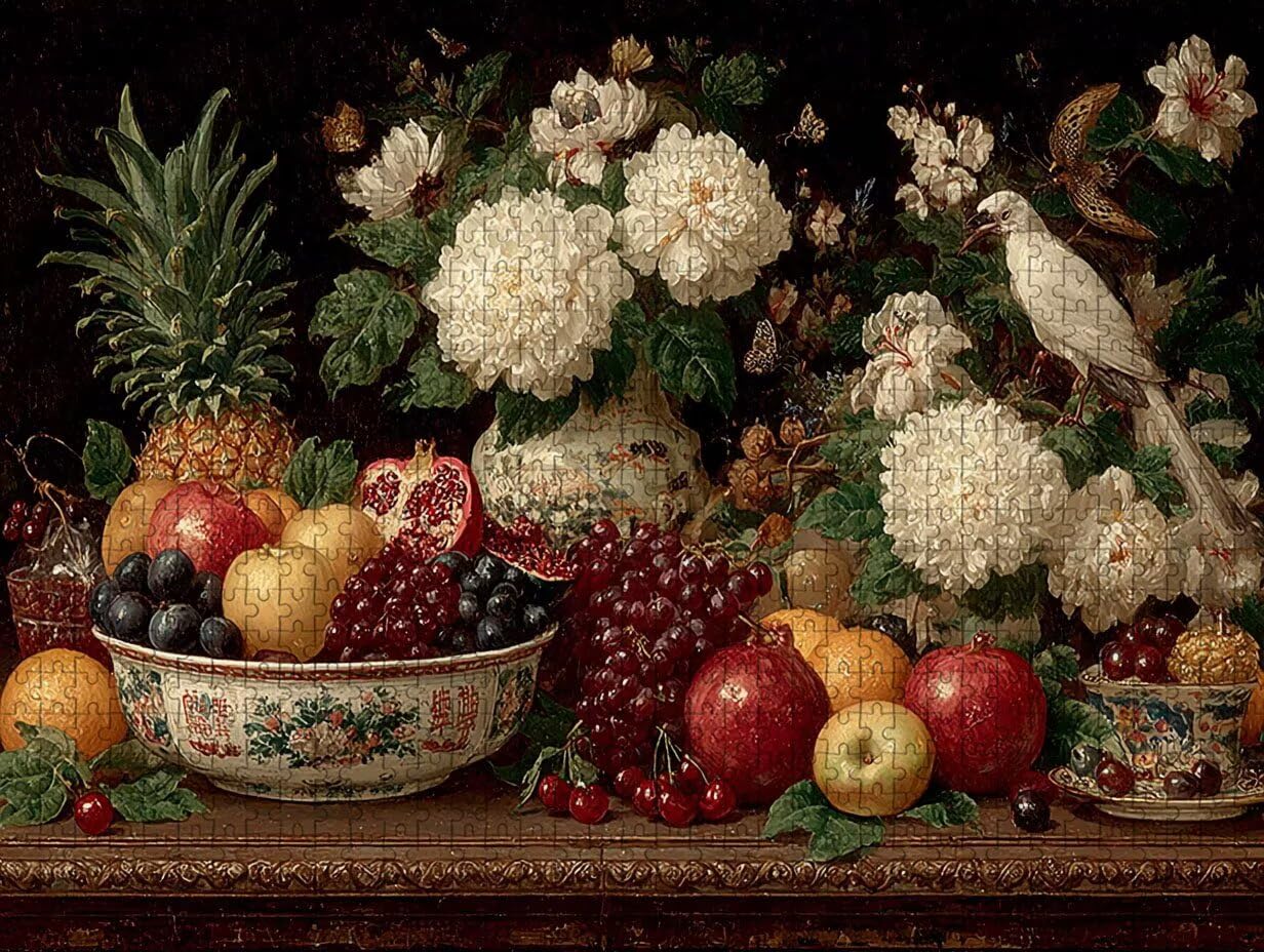 Puzzle Arte con Scatola Frutta, Flower Puzzle Legno 3000 Pezzi Adulti 122x81cm, Attività di Intrattenimento ad Alta Difficoltà, DIY Classici Gioco, Jigsaw Per Tutta La Famiglia, Estate Regalo, N-3026