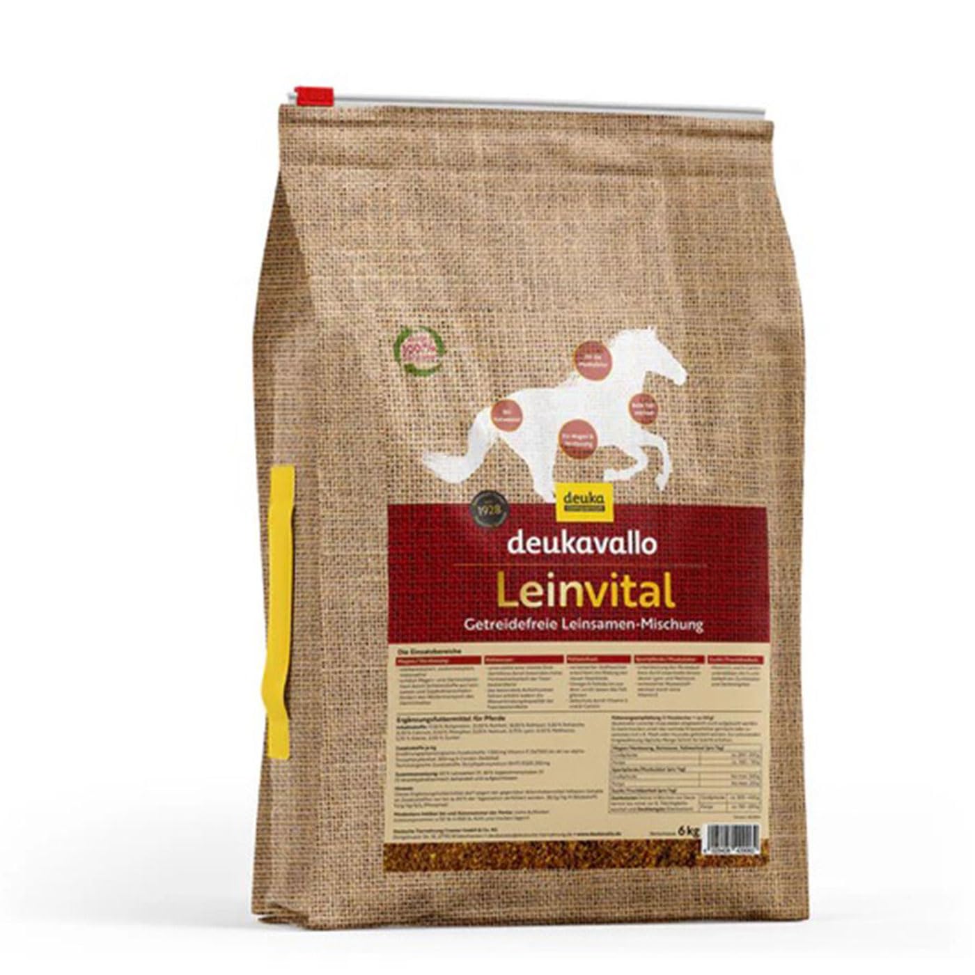Futterset Pferd – deukavallo Leinvital Leinsamen Mash getreidefrei 6kg + 5L Futterschale mit Deckel & Mashlöffel – Verdauungsförderndes Pferdefutter für empfindliche Pferde & Fellwechsel (Pink)